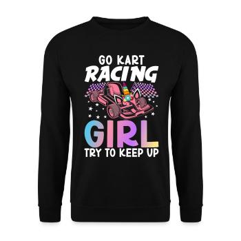 Weibliche Go Kart-Rennfahrerin Go Karting Girl - Unisex Pullover - Schwarz - Vorne - Alina (178cm) & Michal (187cm)