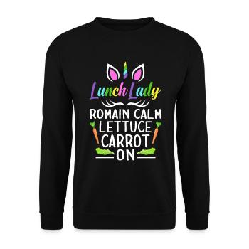 Cafeteria-Besatzung - Unisex Pullover - Schwarz - Vorne - Alina (178cm) & Michal (187cm)