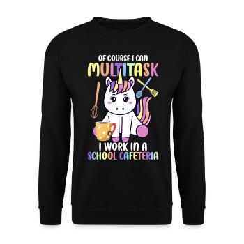 Funny Lunch Lady Cafeteria Crew - Unisex Sweatshirt - black - Front - Alina (178cm) & Michal (187cm)