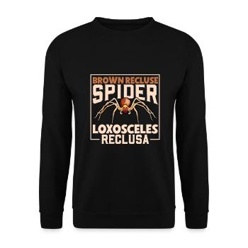 Braune Einsiedlerspinne - Unisex Pullover - Schwarz - Vorne - Alina (178cm) & Michal (187cm)