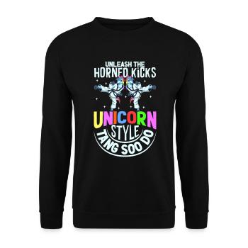 Unicorn - Horned Kicks - Tang so Do - Unisex Sweatshirt - black - Front - Alina (178cm) & Michal (187cm)