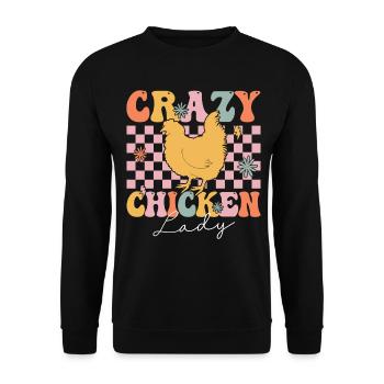 Groovy Chicken Girl Farmer - Unisex Sweatshirt - black - Front - Alina (178cm) & Michal (187cm)