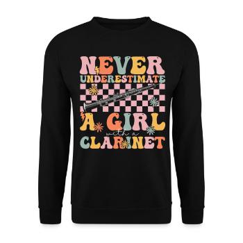 Groovy Clarinet Girl Clarinette Joueur de clarinette - Sweat-shirt Unisexe - noir - Devant - Alina (178cm) & Michal (187cm)