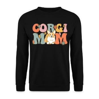 Groovy Corgi Mom Hundemutter - Unisex Pullover - Schwarz - Vorne - Alina (178cm) & Michal (187cm)