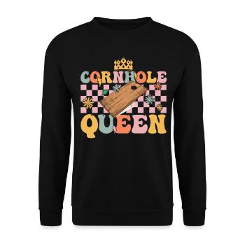Groovy Cornhole Mom Corn Hole - Unisex Pullover - Schwarz - Vorne - Alina (178cm) & Michal (187cm)