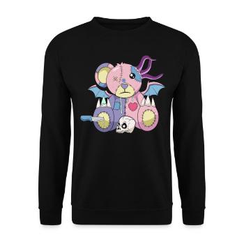 Pastel Goth Japanese Yami Kawaii Bear Harajuku - Unisex Sweatshirt - black - Front - Alina (178cm) & Michal (187cm)