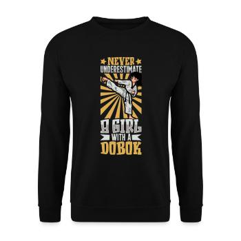 Ne sous-estimez jamais la fille au dobok - Tang Soo Do - Sweat-shirt Unisexe - noir - Devant - Alina (178cm) & Michal (187cm)