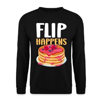 Funny Pancake Maker - Unisex Sweatshirt - black - Front - Alina (178cm) & Michal (187cm)