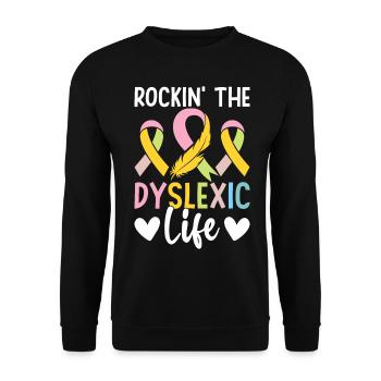 Funny Dyslexia Awareness Dyslexic - Unisex Sweatshirt - black - Front - Alina (178cm) & Michal (187cm)