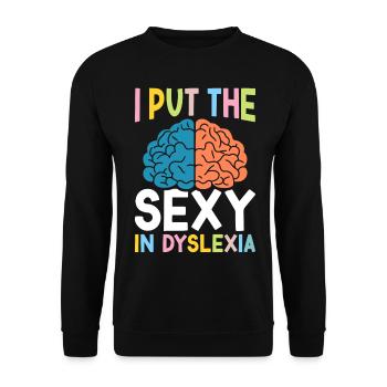 Drôle de conscience de la dyslexie Dyslexique - Sweat-shirt Unisexe - noir - Devant - Alina (178cm) & Michal (187cm)