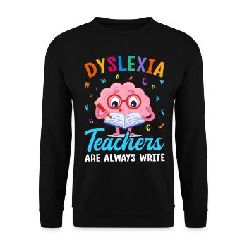 Lustiges Legasthenie-Bewusstsein - Unisex Pullover - Schwarz - Vorne - Alina (178cm) & Michal (187cm)