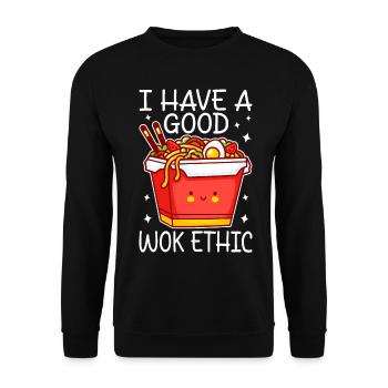 Nouilles sautées Cuisine chinoise - Sweat-shirt Unisexe - noir - Devant - Alina (178cm) & Michal (187cm)