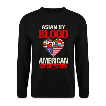 Asiatisch-amerikanische US-Flagge - Unisex Pullover - Schwarz - Vorne - Alina (178cm) & Michal (187cm)