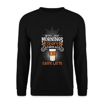 Bonjour avec Caffè Latte - Sweat-shirt Unisexe - noir - Devant - Alina (178cm) & Michal (187cm)