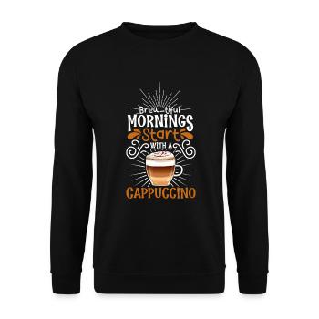 Good morning with cappuccino - Unisex Sweatshirt - black - Front - Alina (178cm) & Michal (187cm)