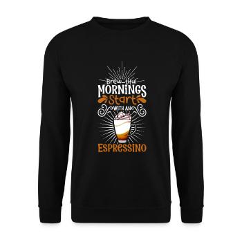 Good morning with Espressino - Unisex Sweatshirt - black - Front - Alina (178cm) & Michal (187cm)