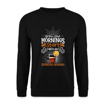 Good morning with Espresso Romano - Unisex Sweatshirt - black - Front - Alina (178cm) & Michal (187cm)