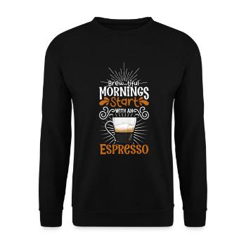 Good morning with espresso - Unisex Sweatshirt - black - Front - Alina (178cm) & Michal (187cm)