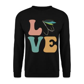 Fliegenfischer - Unisex Pullover - Schwarz - Vorne - Alina (178cm) & Michal (187cm)
