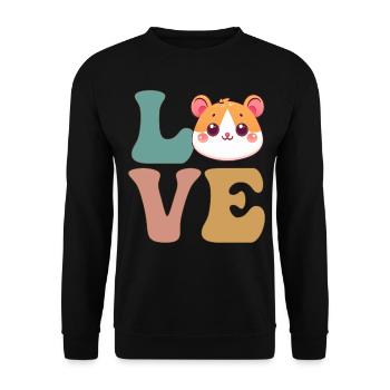 Cute Hamster Hammy - Unisex Sweatshirt - black - Front - Alina (178cm) & Michal (187cm)