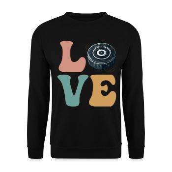Hockey Player Puck - Unisex Sweatshirt - black - Front - Alina (178cm) & Michal (187cm)