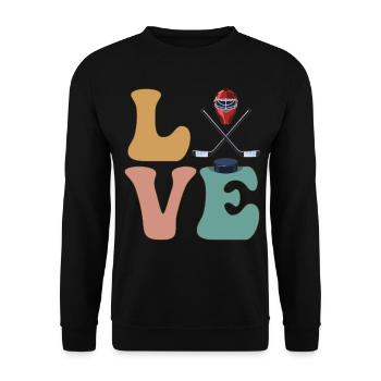 Eishockeyspieler Torwart Torhüter - Unisex Pullover - Schwarz - Vorne - Alina (178cm) & Michal (187cm)