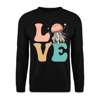 Quallen Ozean Leben - Unisex Pullover - Schwarz - Vorne - Alina (178cm) & Michal (187cm)