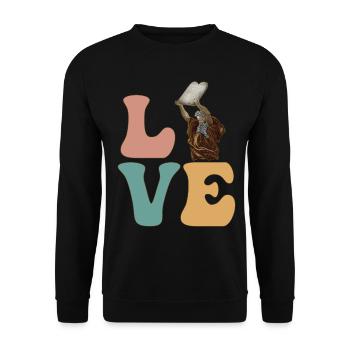 Moses Jüdisch Israelisch 10 Gebote - Unisex Pullover - Schwarz - Vorne - Alina (178cm) & Michal (187cm)