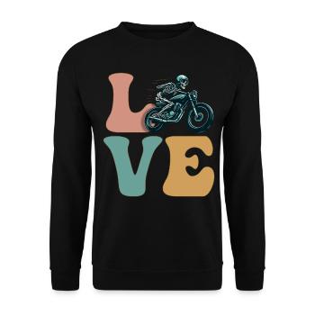 Motorradfahren Motorradfahrer Motorradskelett - Unisex Pullover - Schwarz - Vorne - Alina (178cm) & Michal (187cm)