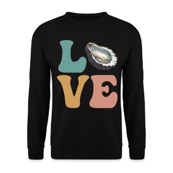 Austernschalen Meeresfrüchte - Unisex Pullover - Schwarz - Vorne - Alina (178cm) & Michal (187cm)
