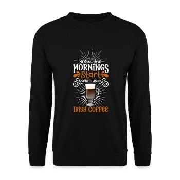 Good Morning with Irish Coffee - Unisex Sweatshirt - black - Front - Alina (178cm) & Michal (187cm)