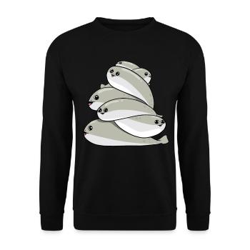 Sacabambaspis Heap Fish Meme - Unisex Sweatshirt - black - Front - Alina (178cm) & Michal (187cm)