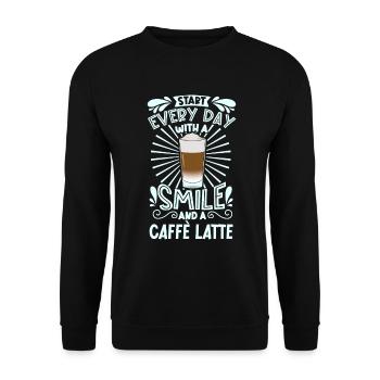 Souriez avec le Caffè Latte - Sweat-shirt Unisexe - noir - Devant - Alina (178cm) & Michal (187cm)