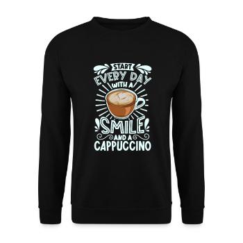 Souriez avec un cappuccino - Sweat-shirt Unisexe - noir - Devant - Alina (178cm) & Michal (187cm)