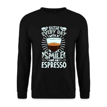 Smile with espresso - Unisex Sweatshirt - black - Front - Alina (178cm) & Michal (187cm)