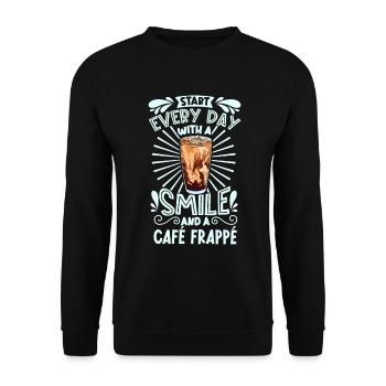 Souriez avec Café Frappé - Sweat-shirt Unisexe - noir - Devant - Alina (178cm) & Michal (187cm)