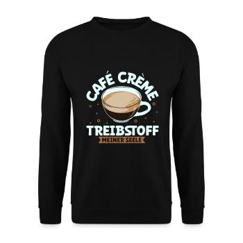 Mein Treibstoff ist Café Crème - Unisex Pullover - Schwarz - Vorne - Alina (178cm) & Michal (187cm)