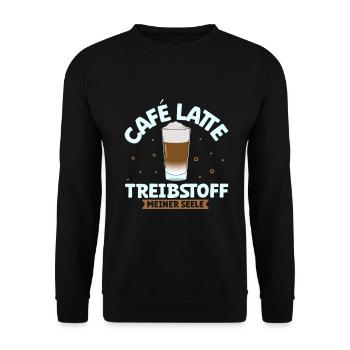 Mein Treibstoff ist Caffè Latte - Unisex Pullover - Schwarz - Vorne - Alina (178cm) & Michal (187cm)