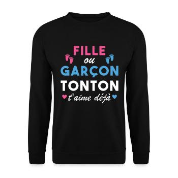 Fille ou Garçon Tonton T aime Déjà - Sweat-shirt Unisexe - noir - Devant - Alina (178cm) & Michal (187cm)