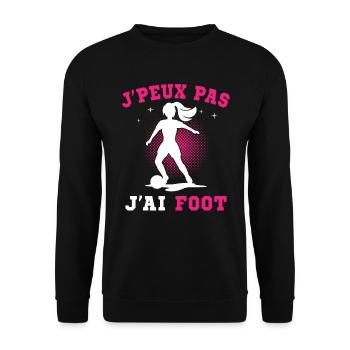 J Peux Pas J Ai Foot Football Joueur Fille Enfant - Sweat-shirt Unisexe - noir - Devant - Alina (178cm) & Michal (187cm)