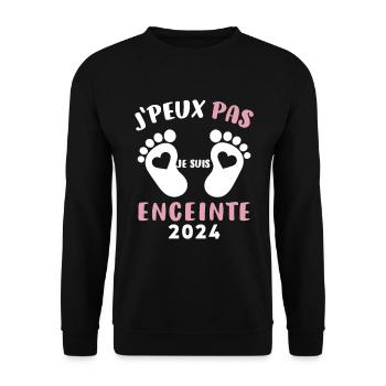 J'peux Pas Je Suis Enceinte 2024 - Sweat-shirt Unisexe - noir - Devant - Alina (178cm) & Michal (187cm)