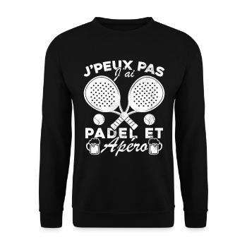 Je peux pas j'ai padel et apéro - Sweat-shirt Unisexe - noir - Devant - Alina (178cm) & Michal (187cm)