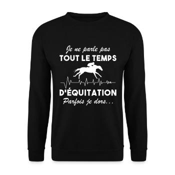 Je ne parle pas toujours d équitation - Sweat-shirt Unisexe - noir - Devant - Alina (178cm) & Michal (187cm)