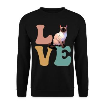 Siamkatze - Unisex Pullover - Schwarz - Vorne - Alina (178cm) & Michal (187cm)