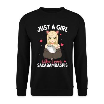 Fish Meme Anime Girl - Unisex Sweatshirt - black - Front - Alina (178cm) & Michal (187cm)