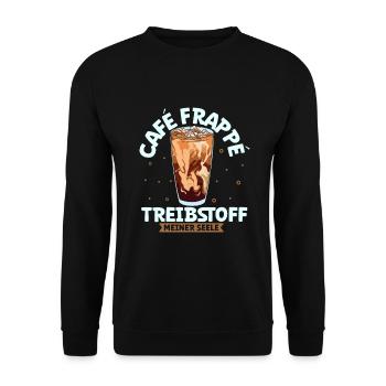 Mein Treibstoff ist Café Frappé - Unisex Pullover - Schwarz - Vorne - Alina (178cm) & Michal (187cm)