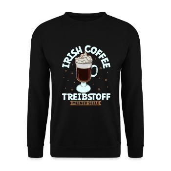 Mein Treibstoff ist Irish Coffee - Unisex Pullover - Schwarz - Vorne - Alina (178cm) & Michal (187cm)