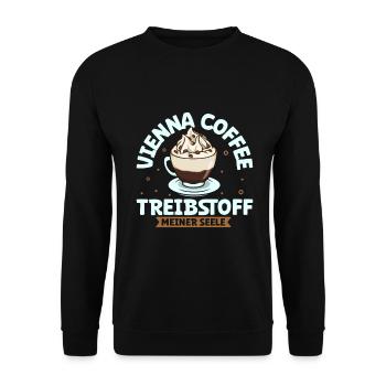 Mein Treibstoff ist Vienna Coffee - Unisex Pullover - Schwarz - Vorne - Alina (178cm) & Michal (187cm)