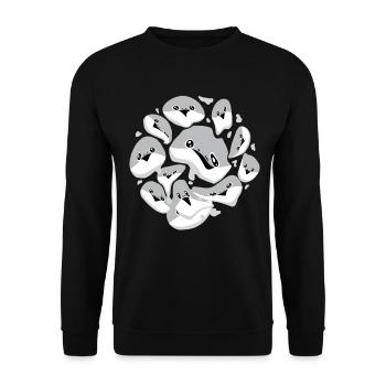 Sacabambaspis Fish Meme Face Pattern - Unisex Sweatshirt - black - Front - Alina (178cm) & Michal (187cm)