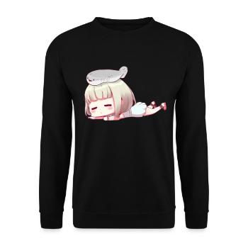 Sacabambaspis Fish Meme Japanese Anime Girl - Unisex Sweatshirt - black - Front - Alina (178cm) & Michal (187cm)